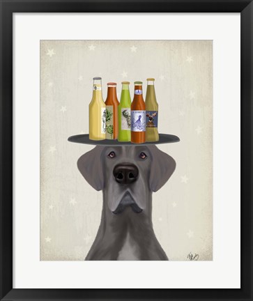 Framed Great Dane Blue Beer Lover Print