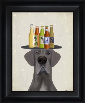 Framed Great Dane Blue Beer Lover Print