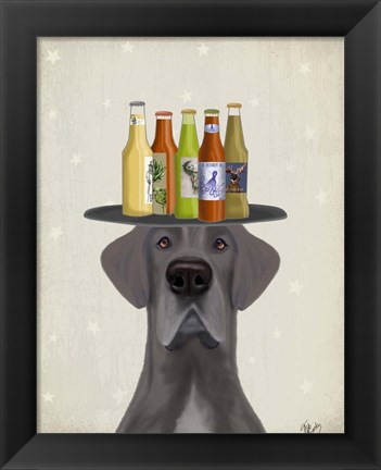 Framed Great Dane Blue Beer Lover Print