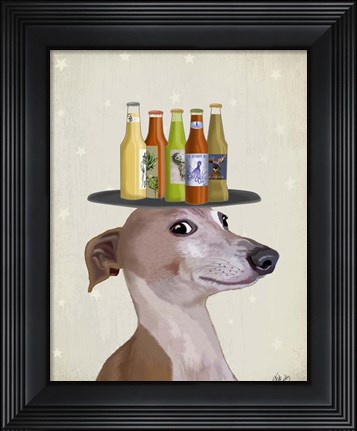 Framed Greyhound Tan Beer Lover Print