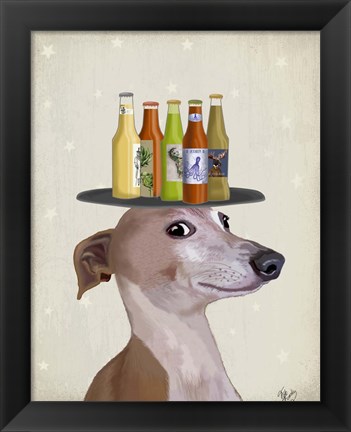 Framed Greyhound Tan Beer Lover Print