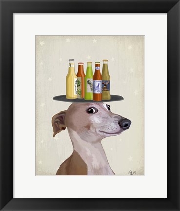 Framed Greyhound Tan Beer Lover Print