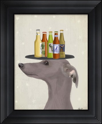 Framed Greyhound Grey Beer Lover Print