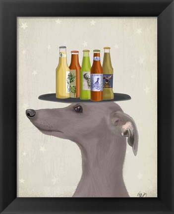 Framed Greyhound Grey Beer Lover Print