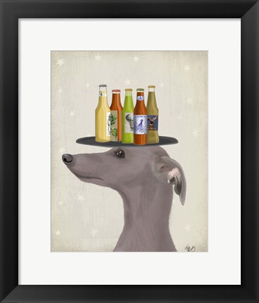 Framed Greyhound Grey Beer Lover Print