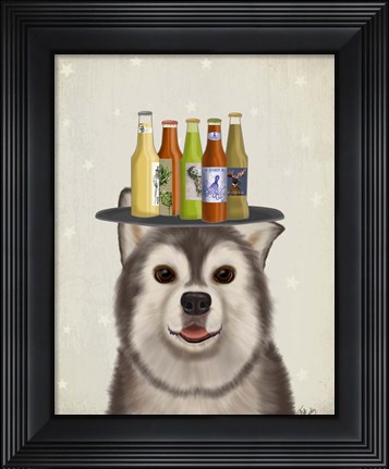 Framed Husky 1 Beer Lover Print