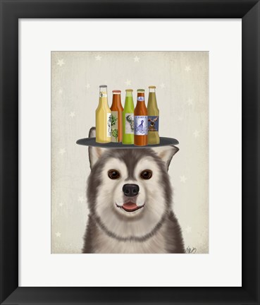 Framed Husky 1 Beer Lover Print