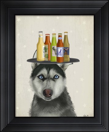 Framed Husky 2 Beer Lover Print