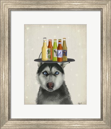 Framed Husky 2 Beer Lover Print