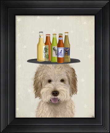 Framed Labradoodle Gold 1 Beer Lover Print