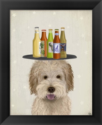 Framed Labradoodle Gold 1 Beer Lover Print