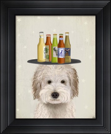 Framed Labradoodle Cream Beer Lover Print