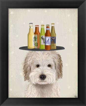 Framed Labradoodle Cream Beer Lover Print