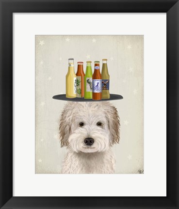 Framed Labradoodle Cream Beer Lover Print