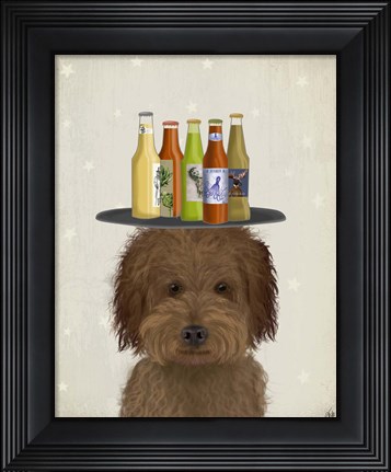 Framed Labradoodle Brown 1 Beer Lover Print
