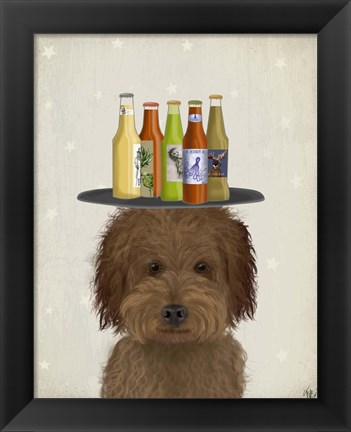 Framed Labradoodle Brown 1 Beer Lover Print