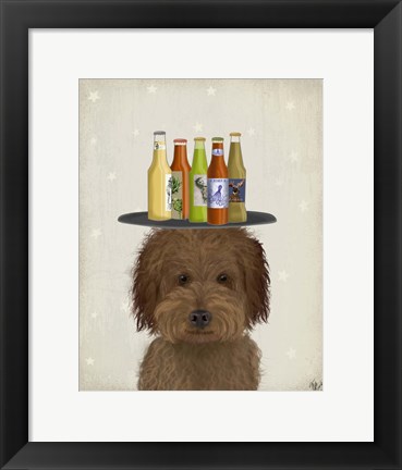 Framed Labradoodle Brown 1 Beer Lover Print