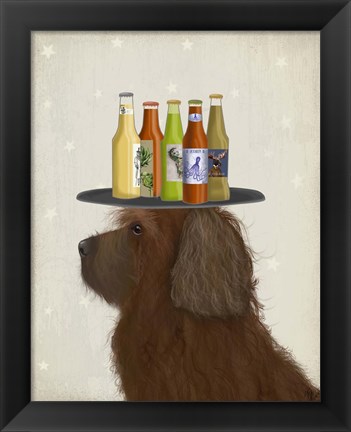 Framed Labradoodle Brown 2 Beer Lover Print