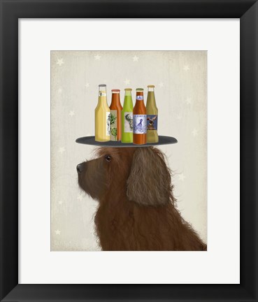 Framed Labradoodle Brown 2 Beer Lover Print