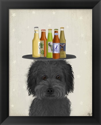 Framed Labradoodle Black 1 Beer Lover Print