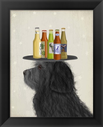 Framed Labradoodle Black 2 Beer Lover Print