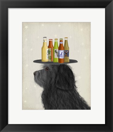 Framed Labradoodle Black 2 Beer Lover Print