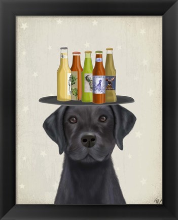 Framed Labrador Black Beer Lover Print