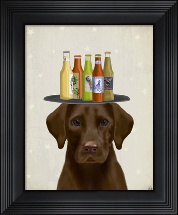 Framed Labrador Yellow Beer Lover Print