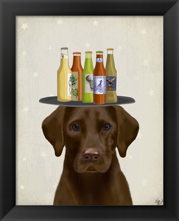 Framed Labrador Yellow Beer Lover Print