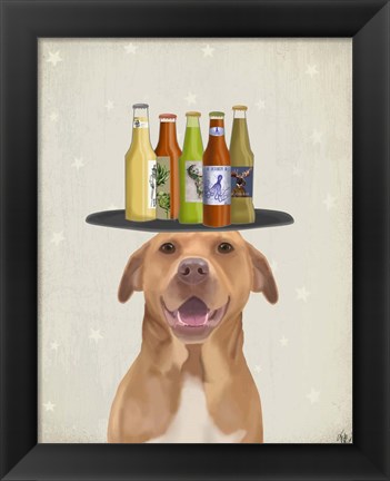 Framed Pit Bull Beer Lover Print