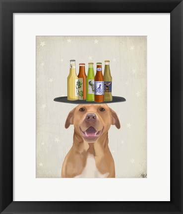 Framed Pit Bull Beer Lover Print