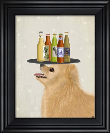 Framed Pomeranian Yellow Beer Lover Print