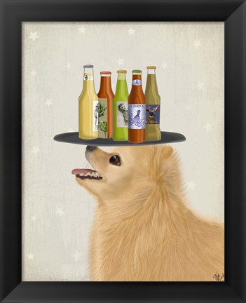 Framed Pomeranian Yellow Beer Lover Print