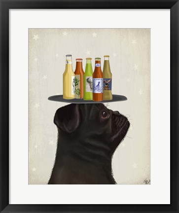 Framed Pug Black Beer Lover Print