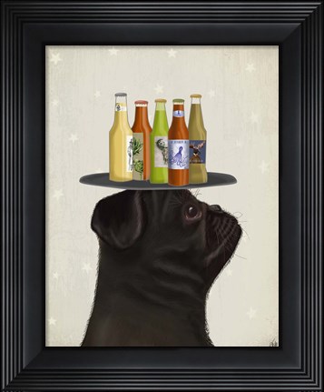 Framed Pug Black Beer Lover Print