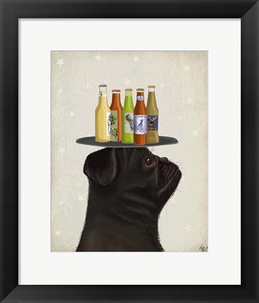 Framed Pug Black Beer Lover Print