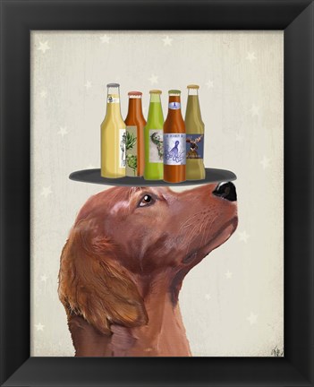 Framed Red Setter Beer Lover Print