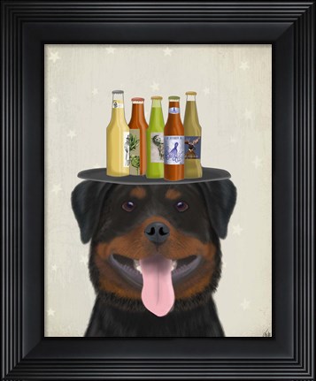 Framed Rottweiler Beer Lover Print