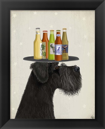 Framed Schnauzer Black Beer Lover Print