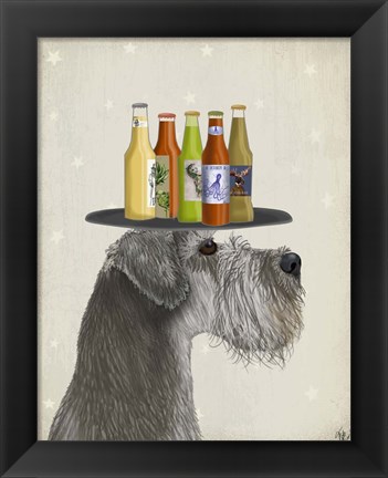 Framed Schnauzer Grey Beer Lover Print