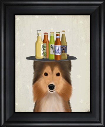 Framed Shetland Sheepdog Beer Lover Print