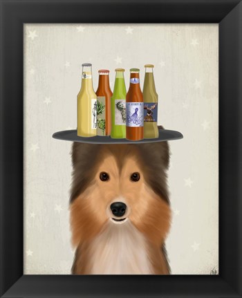 Framed Shetland Sheepdog Beer Lover Print