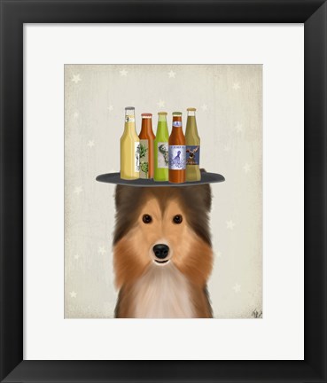 Framed Shetland Sheepdog Beer Lover Print