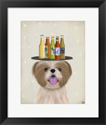 Framed Shih Tzu Beer Lover Print