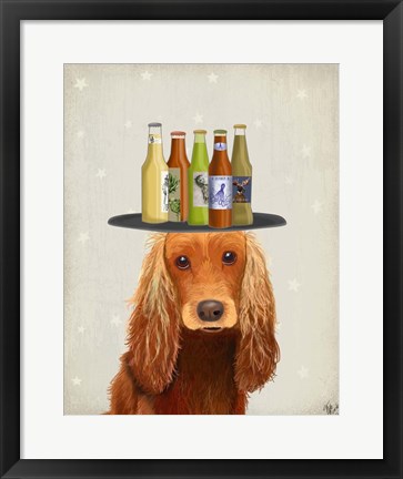 Framed Cocker Spaniel Golden Beer Lover Print