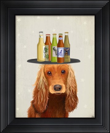 Framed Cocker Spaniel Golden Beer Lover Print