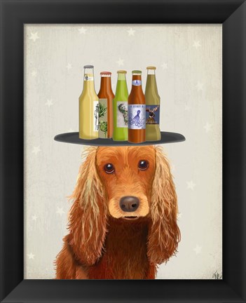 Framed Cocker Spaniel Golden Beer Lover Print