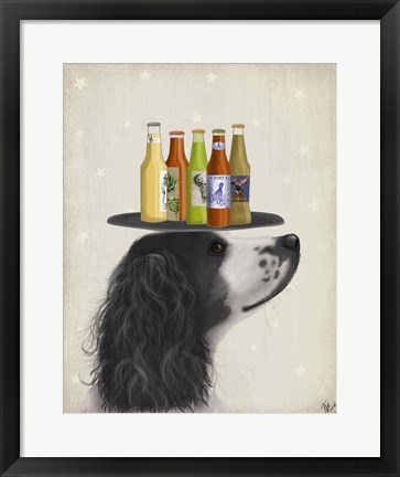 Framed Springer Spaniel Black White Beer Lover Print