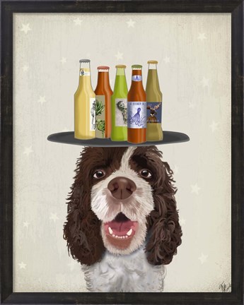 Framed Springer Spaniel Brown White Beer Lover Print