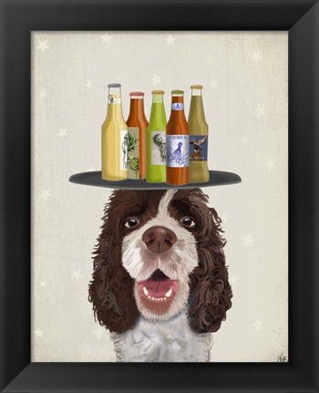 Framed Springer Spaniel Brown White Beer Lover Print